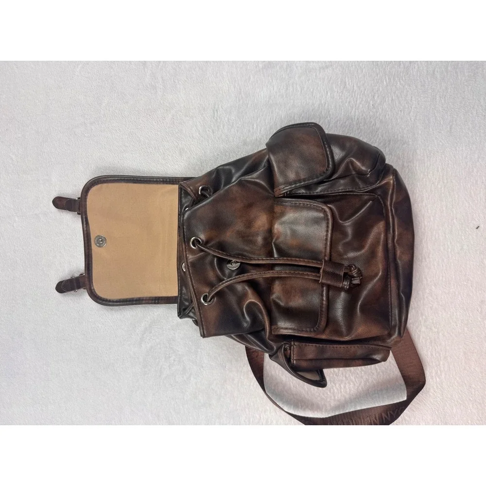 Madden NYC Brown Distressed Faux Leather Mini Backpack MNY-771
